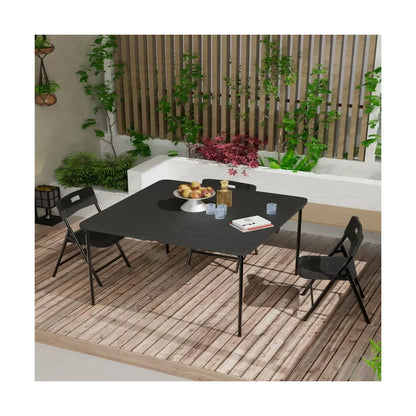 Resenkos 5 Piece Folding Tables and Chairs with Easy Cleaning and Storage for Home Use, Indoor Spaces, and Office, Black