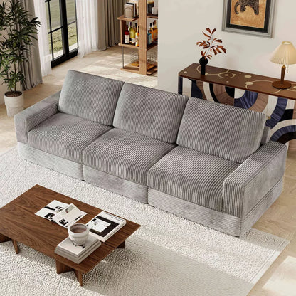 ATJafurn Corduroy Sectional Sofa Modern Modular Oversized Upholstered Couch with Comfy Pillows Deep Seat For Living Room Bedroom Apartment Office