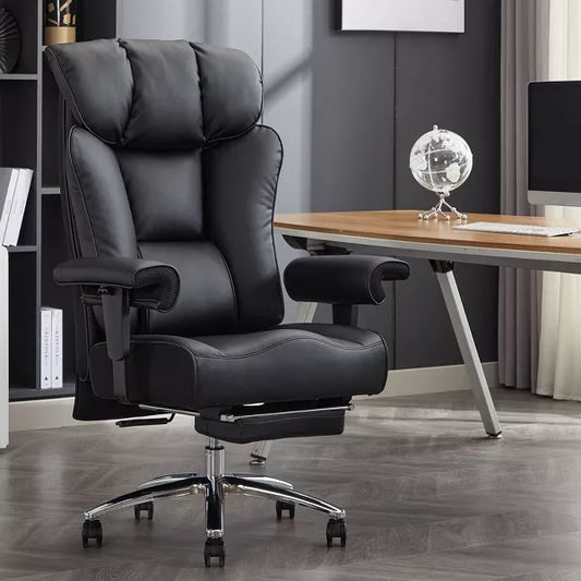 Efomao Ergonomic Office Chair 450LBS with Foot Rest, High Back PU Leather Executive Chair with Lumbar Support and Adjustable Armrests