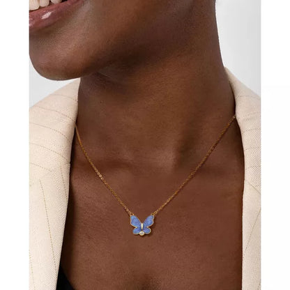 Molenia 925 Sterling Silver Necklace for Women - Gold Butterfly Resin Pendant Gifts for Mom Chain Cute Stuff Jewelry for Girls Mothers Day Birthday