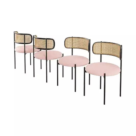 FONTOI Accent Chairs, Modern Hardback Chairs with Cozy Seat Cushions, Space-Efficient Pair for Small Rooms, 4PCS, Pink, 19.7"*16.5"*29.9"