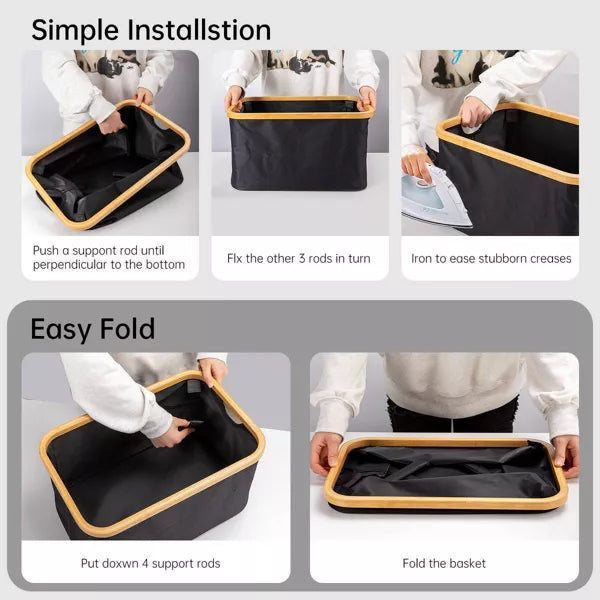 VUSIGN Bamboo Wood Frame Storage Large Black