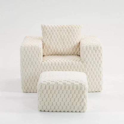 Resenkos Corduroy Single Sofa, Durable Texture, Vertical Ribbed, All-Compressed Design, For Bedroom Living Room, Home Offices,