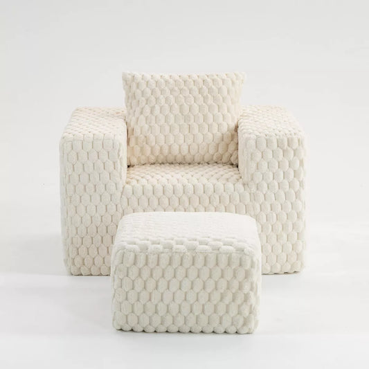 Resenkos Corduroy Single Sofa, Durable Texture, Vertical Ribbed, All-Compressed Design, For Bedroom Living Room, Home Offices,