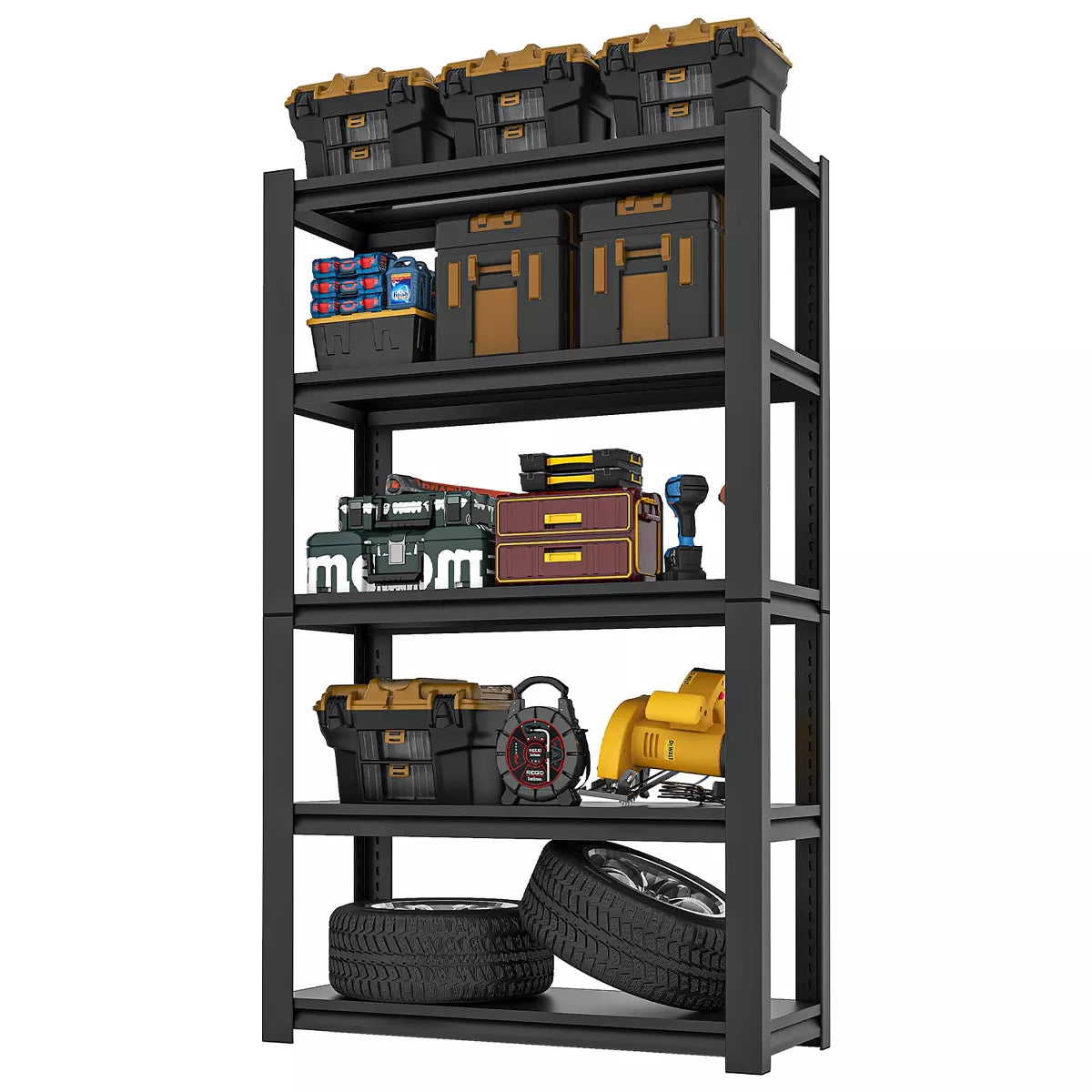 Munora 60"H 5-Tier Narrow Garage Shelving Unit, Adjustable Metal Storage Rack, 1500 lbs Capacity, Powder-Coated Steel Frame, 27.56"W x 12.01"D, Black
