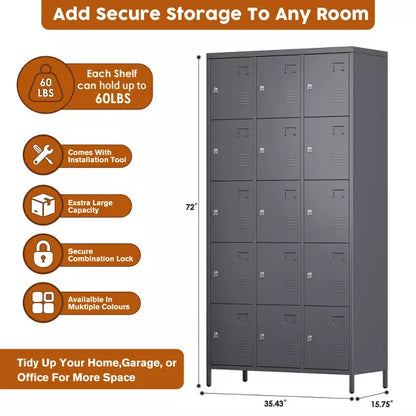 SUXXAN 15 Doors Metal Lockers for Employees School Office Gym Home lockers Storage, Assembly Required