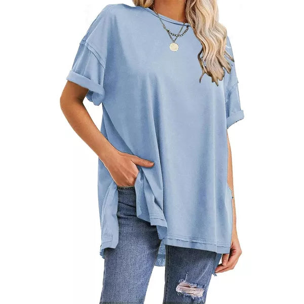 EXLURA Womens Summer Oversized T Shirts Casual Short Sleeve Loose Maternity Tops Crewneck Tunic Plus Gym Workout Top