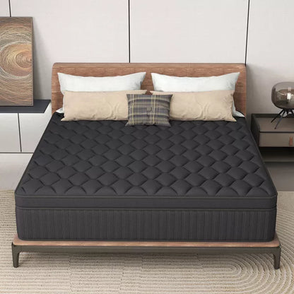 CHEVNI 12-14 Inch Mattress in a box Hybrid Spring Memory Foam Medium Firm Black