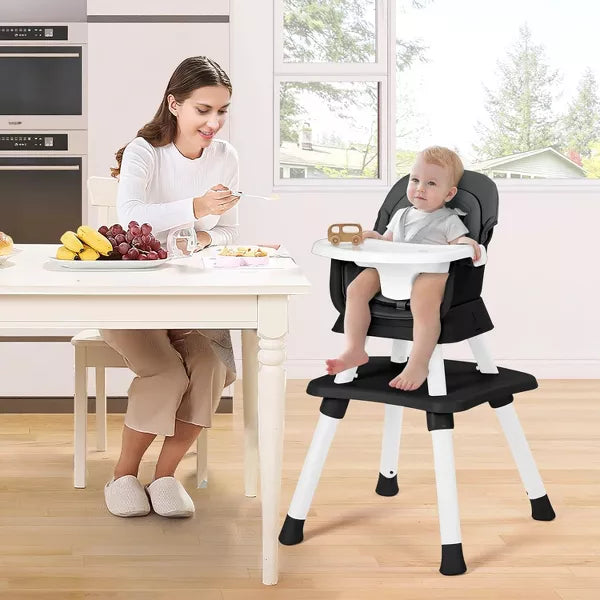 Kinder King 8 in 1 Baby High Chair, Coverts to Dining Booster Seat, Removable Tray & Double Seat Cover, Easy to Wipe