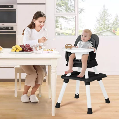 Kinder King 8 in 1 Baby High Chair, Coverts to Dining Booster Seat, Removable Tray & Double Seat Cover, Easy to Wipe