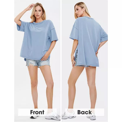 EXLURA Womens Summer Oversized T Shirts Casual Short Sleeve Loose Maternity Tops Crewneck Tunic Plus Gym Workout Top