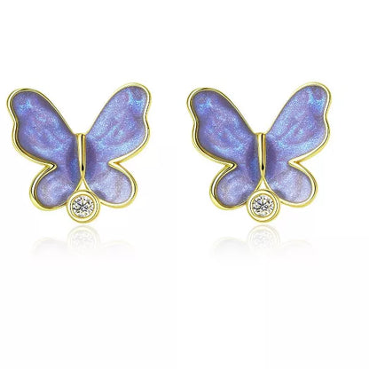 Molenia 925 Sterling Silver Earrings for Women - Butterfly Earrings Stud Ear Piercing Jewelry Small Cute Gifts for Mom Teen Girl Mothers Day Birthday