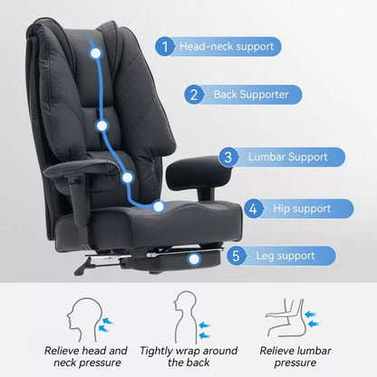 Efomao Big and Tall Ergonomic Office Chair 400lbs, Leather High Back Executive Desk Chair with Footrest