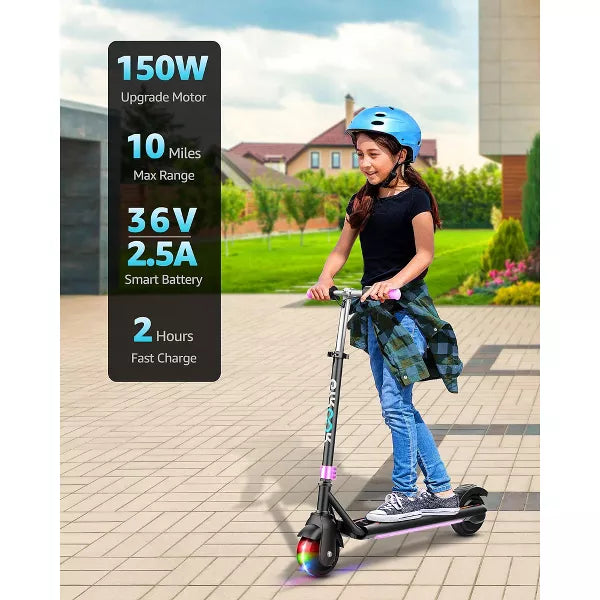 Mastgoal Electric Scooter for Kids, 150W Motor 10mph Speed Electric Scooter with Adjustable Handlebar and LED Lights
