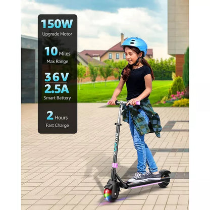 Mastgoal Electric Scooter for Kids, 150W Motor 10mph Speed Electric Scooter with Adjustable Handlebar and LED Lights