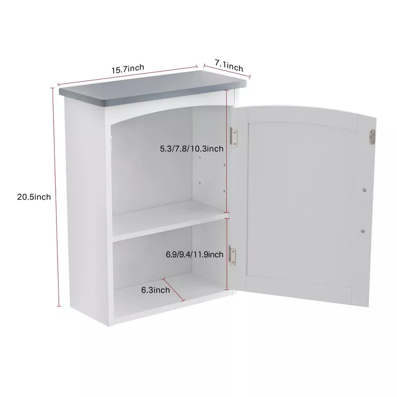 VANIRROR Small Wall Bathroom Cabinet, Medicine Cabinet Organizer With Single Door for Bathroom, Kitchen, Living Room, White