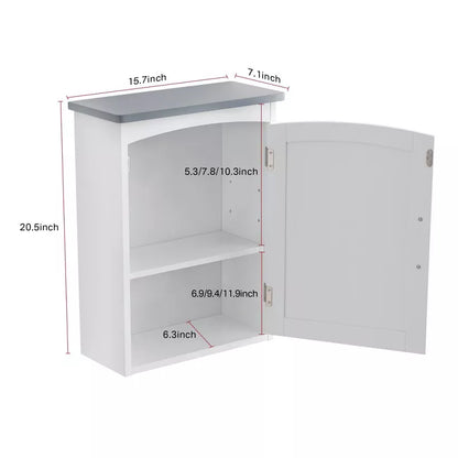 VANIRROR Small Wall Bathroom Cabinet, Medicine Cabinet Organizer With Single Door for Bathroom, Kitchen, Living Room, White