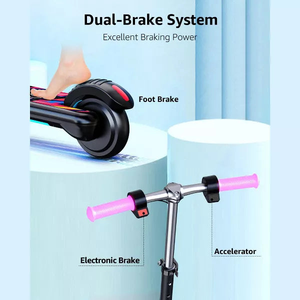 Mastgoal Electric Scooter for Kids, 150W Motor 10mph Speed Electric Scooter with Adjustable Handlebar and LED Lights