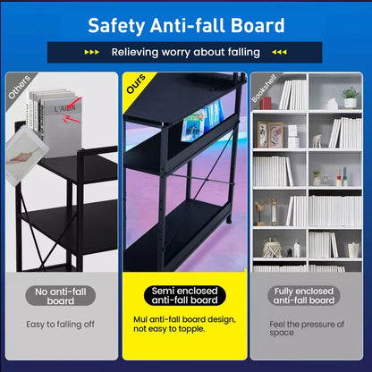 GTRACING L Shaped Gaming Desk with 2 Drawers, Adjustable Shelf Height, Carbon Fiber Office Computer Desk