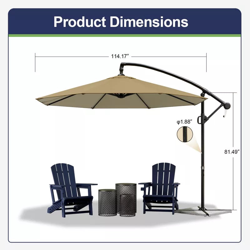 Maggift Patio Umbrellas with Base Included, Outdoor Double-Sided Umbrella with Crank Handle, for Pool Lawn Garden, Brown, 114.17"*114.17"*81.49"