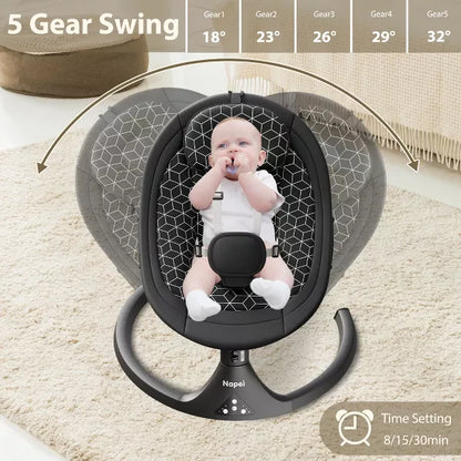 Napei Electric Baby Swing for Infants and Toddlers,with Bluetooth Music , 2 Seat Position, 5 Swing Angles with Gentle Speed