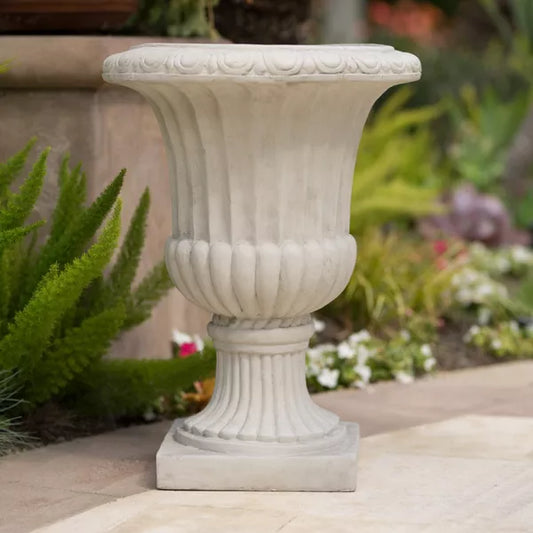 Wooakway 27" H Outdoor Urn Planters Decor Garden Pots Indoor Urn Filters White