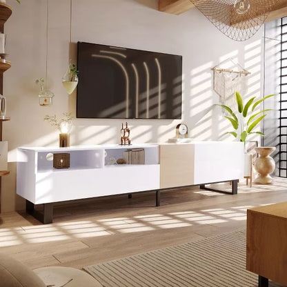 Wooakway Modern TV with Double Storage Space，Media Console Table