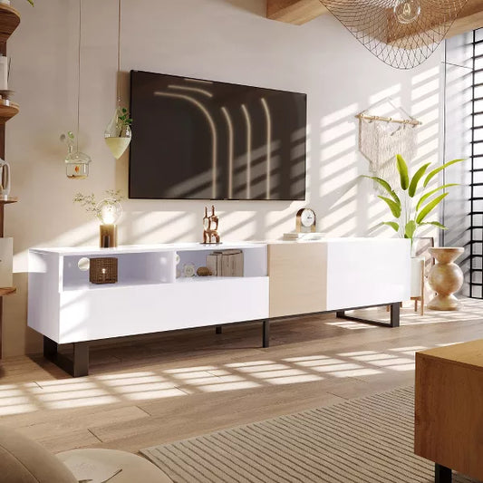 Wooakway Modern TV with Double Storage Space，Media Console Table