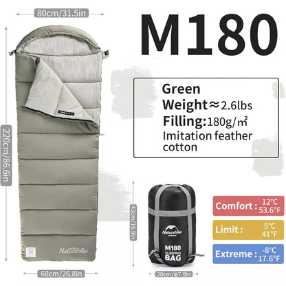Naturehike Sleeping Bag for Adults with Hood, Hollow Cotton Sleeping Bag, Waterproof Spliceable Sleeping Bags for Camping, Hiking, Traveling- Left