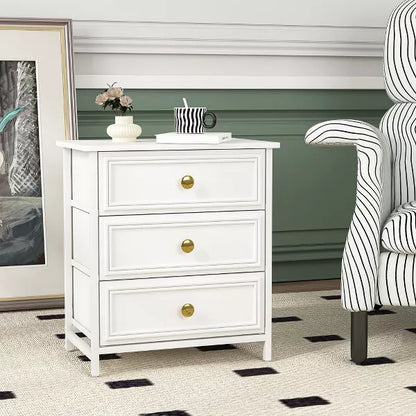 Resenkos 3-Drawer Wood Rectangle Nightstand Set of 2 Bedside Table Living Room Small Dresser, 20" Tall