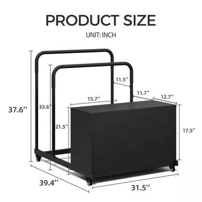 Maggift Wheelbarrows, Pool Cart with Wheels, Storage and Towel Rack, Storage Deck Box for Outdoor Patio Float,for patio, Black, 31.5"*39.4"*37.6"