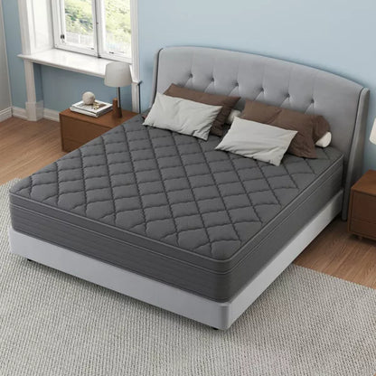 CHEVNI 12-14 Inch Mattress in a box Hybrid Spring Memory Foam Medium Firm Gray