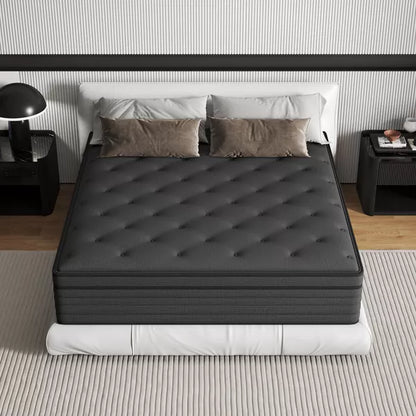 CHEVNI 12-14 Inch Mattress in a box Hybrid Spring Memory Foam Medium Firm Black