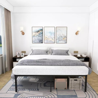 Heavy Duty Metal Platform King Bed Frame 79.5"L x 75.6"W x 14"H 3500lbs Capacity Underbed Storage Easy Assembly Black Finish No Box Spring Required