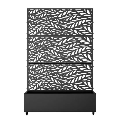 PexFix Outdoor Metal Trellis with Planter Box in Leaf Pattern