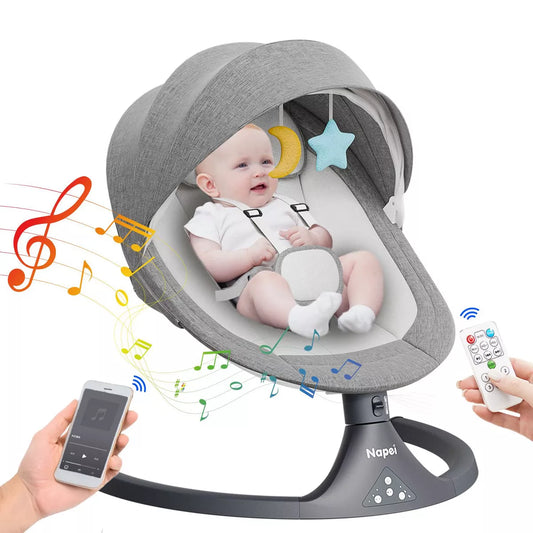 Napei Electric Baby Swing for Infants and Toddlers,with Bluetooth Music , 2 Seat Position, 5 Swing Angles with Gentle Speed