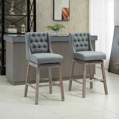 Resenkos Bar Height Bar Stools Set of 2, 180 Degree Swivel Barstools, 30" Seat Height Bar Chairs, Gray