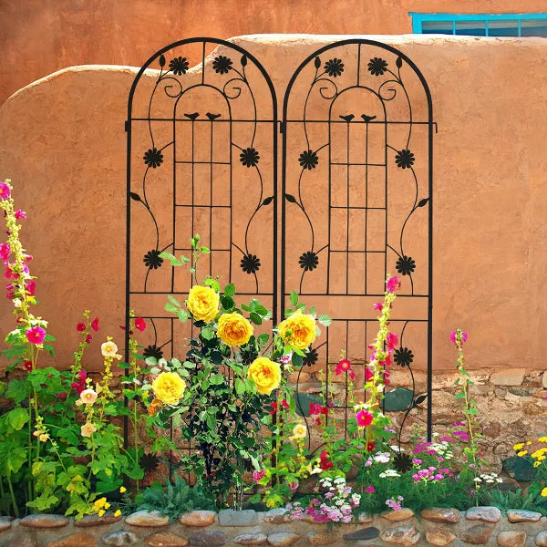 Wooakway 2 Pack Metal Garden Trellis 71" x 19.7" Rustproof Trellis for Climbing Plants Outdoor Flower Support