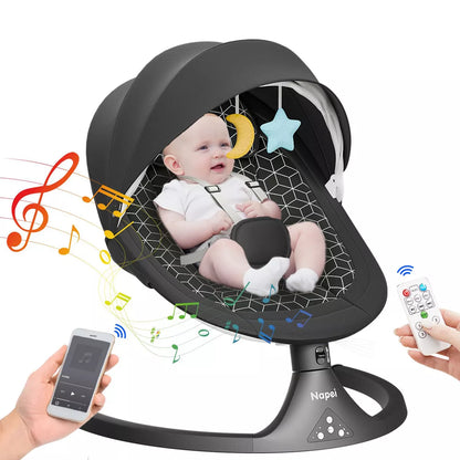 Napei Electric Baby Swing for Infants and Toddlers,with Bluetooth Music , 2 Seat Position, 5 Swing Angles with Gentle Speed