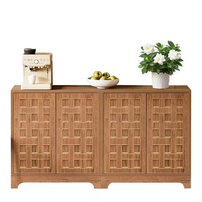 Lirago,57.48"L*13.78"W*31.5"H, Set of 2 Farmhouse Sideboards - Waffle Door Storage Cabinets with Adjustable Shelves