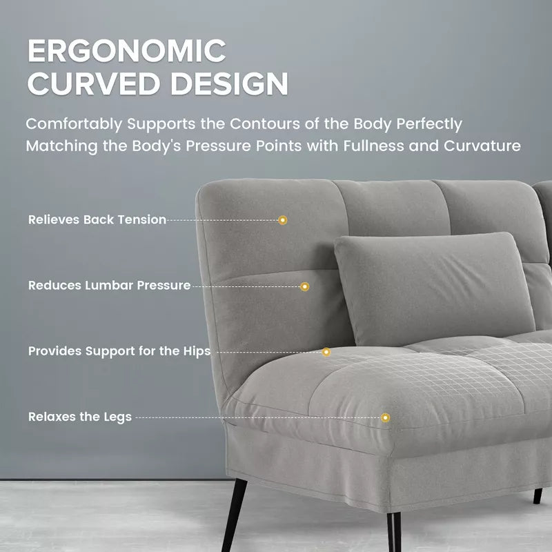 COMHOMA Convertible Futon Sofa Bed Soft Upholstered Futon Couch Fabric Sleeper Sofa