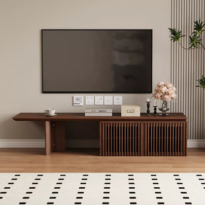 LOVSON Modern TV Stand with Storage for Entertainment Center, Retractable TV Media Console for TVs over 55" for Living Room/Bedroom, Walnut