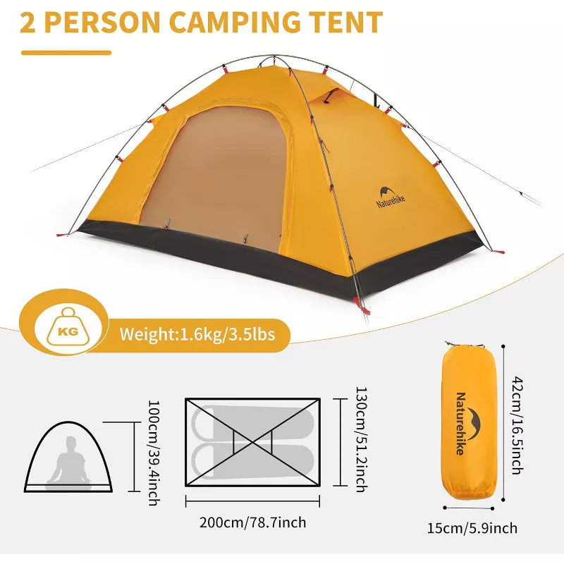 Naturehike P-series Camping Tent 2 Persons in 4 Seasons, Ultralight Tents Backpacking Tents backpacking Tents, Anti-UV Family Tents for Outdoor