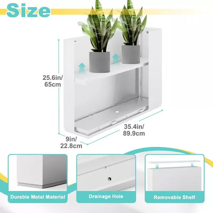 TOAOTBNBO Metal Planters with Drainage Holes, Tall Planter with Removable Shelf, Outdoor Planter Pots for Garden and Porch, White