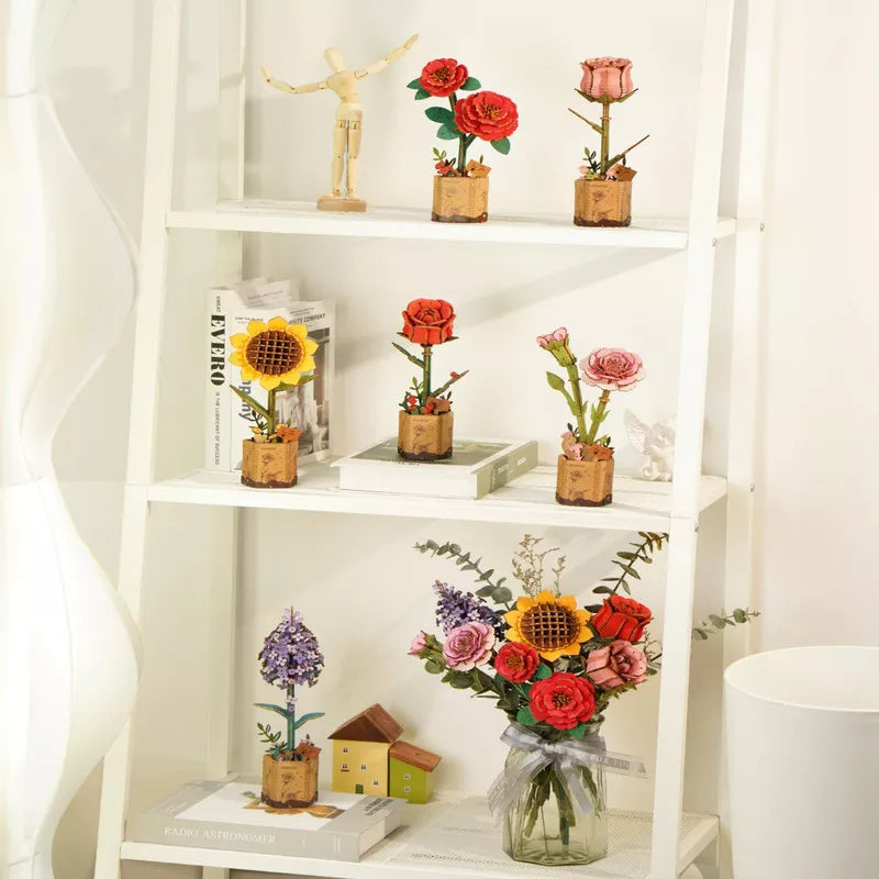 Robotime 3D Puzzles Tulip DIY Model Building Kits Artifical Flower Toys for Thanksgiving Mother's Valentine's Day, Multicolored, 9.65"*6.5"*1.65"