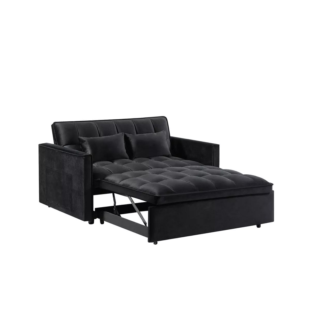 Resenkos 54 Inch Adjustable Backrest Sofa, Sofa Bed, Futon Sofa with Double Armrest and Pouch, Variable Bed for Living room, Bedroom, Gray