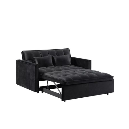 Resenkos 54 Inch Adjustable Backrest Sofa, Sofa Bed, Futon Sofa with Double Armrest and Pouch, Variable Bed for Living room, Bedroom, Gray