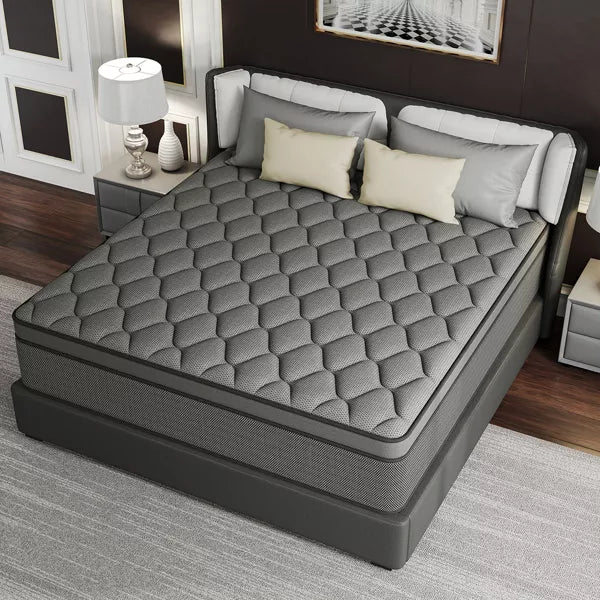 CHEVNI 12 Inch Mattress in a box Hybrid Spring Memory Foam Medium Firm Gray