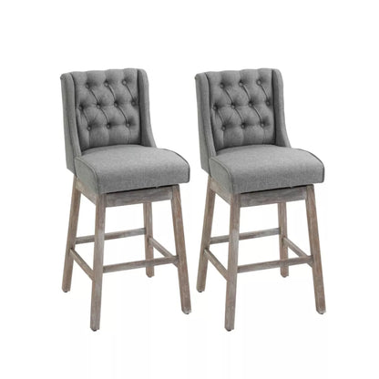 Resenkos Bar Height Bar Stools Set of 2, 180 Degree Swivel Barstools, 30" Seat Height Bar Chairs, Gray