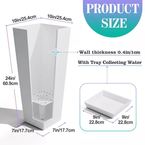 TOAOTBNBO Tall Planters Set of 2, Durable Planter with Drainage Holes and Bottom Tray, Large Plants Pots for Garden and Patio